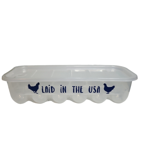 Laid In The USA Twelve Count Plastic Egg Holder Container With Lid - Picture 1 of 6